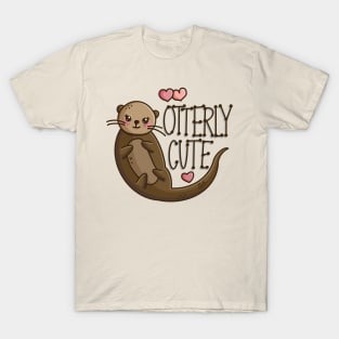 "Otterly Cute" adorable smiling kawaii otter design T-Shirt